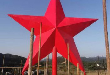 噴漆五角星雕塑廠家 中式村口小品 大型不銹鋼五角星雕塑