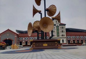 街頭喇叭雕塑廠家 大型別墅區擺件 創意不銹鋼喇叭雕塑