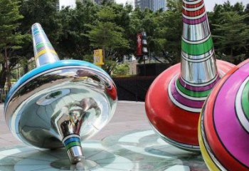 電鍍陀螺雕塑廠家 園林廣場擺件 戶外不銹鋼陀螺雕塑