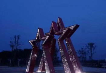 鏤空五角星雕塑廠家 園林小品 住宅小區(qū)不銹鋼五角星雕塑