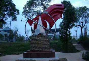 現代旗幟雕塑廠家 大型戶外擺件 博物館不銹鋼旗幟雕塑