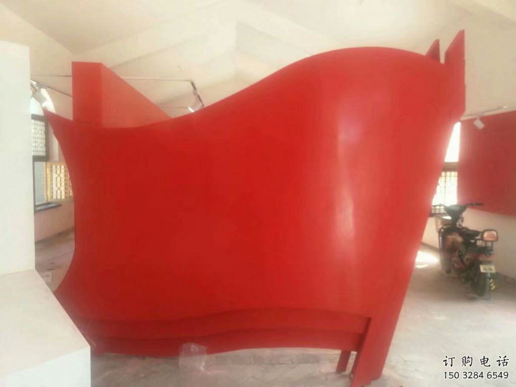 校園黨旗雕塑廠家 黨建小品 大型不銹鋼黨旗雕塑