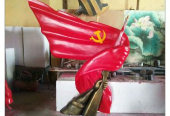 彩繪五星紅旗雕塑廠家 黨建擺件 不銹鋼五星紅旗雕塑生產(chǎn)