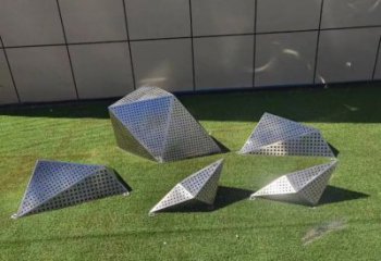 現代石頭雕塑廠家 大型別墅區擺件 創意不銹鋼石頭雕塑