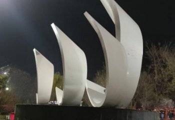 幾何小船雕塑廠家 創意小品 大門口不銹鋼小船雕塑