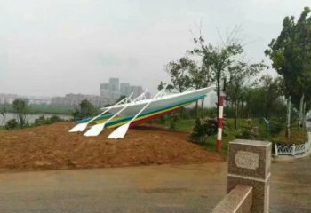 房地產劃船雕塑廠家 公園運動擺件 大型仿古劃船雕塑制作