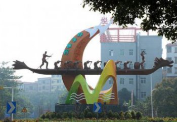 歐式劃船雕塑廠家 抽象廣場擺件 體育場仿古劃船雕塑生產