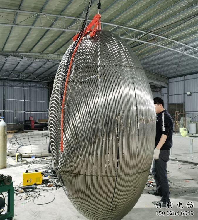 異形雞蛋雕塑廠家 現代廣場小品 制作不銹鋼雞蛋雕塑