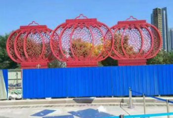 拉絲燈籠雕塑廠家 鏤空創(chuàng)意擺件 別墅區(qū)不銹鋼燈籠雕塑