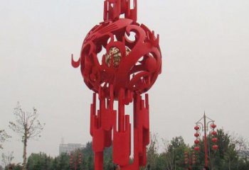 仿古燈籠雕塑廠家 創(chuàng)意小品 房地產不銹鋼燈籠雕塑