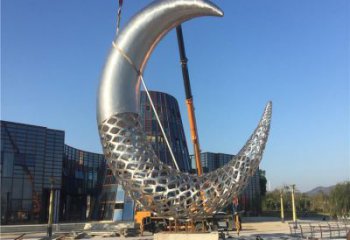 創(chuàng)意月亮雕塑廠家 現(xiàn)代鏤空小品 公園不銹鋼月亮雕塑生產(chǎn)