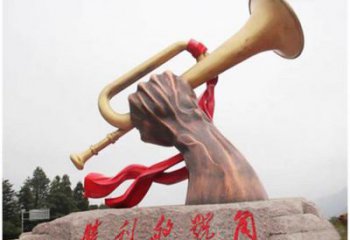 噴漆沖鋒號雕塑廠家 中式村口小品 廣場不銹鋼沖鋒號雕塑