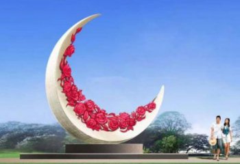 大型商場月亮雕塑廠家 現代擺件 噴漆不銹鋼月亮雕塑生產