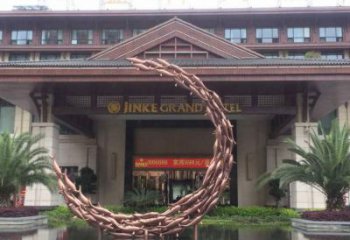 幾何月亮雕塑廠家 烤漆小品 大門口不銹鋼月亮雕塑生產