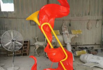 戶外號角雕塑廠家 噴漆小品 創意不銹鋼號角雕塑