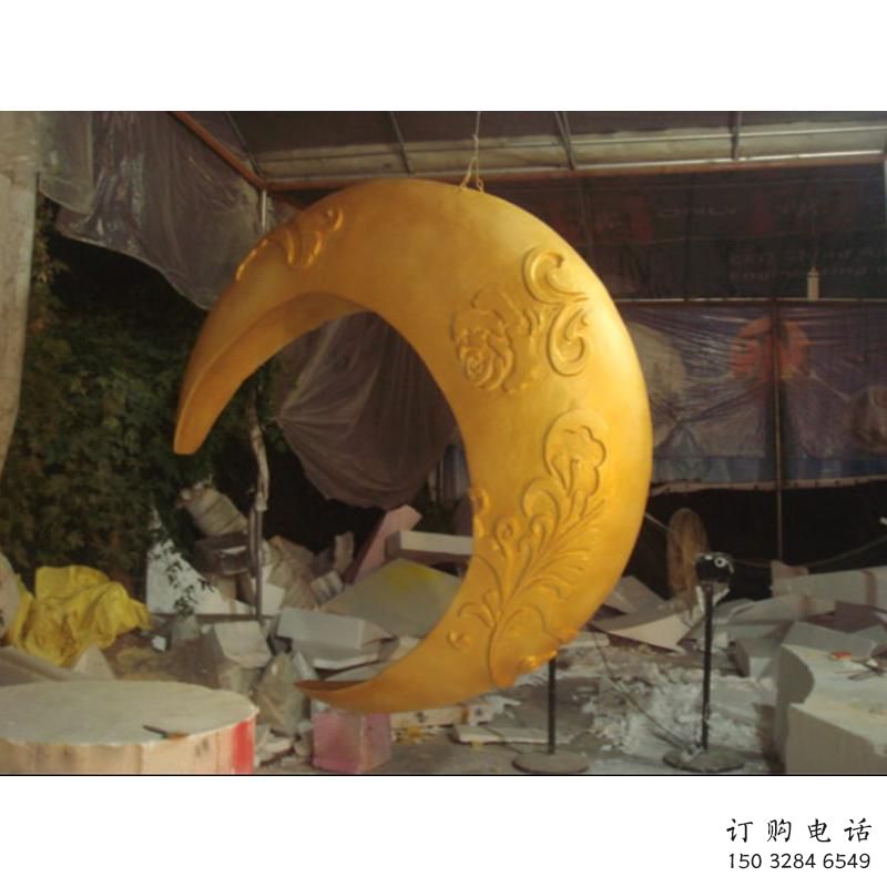 廣場月牙雕塑廠家 戶外公園小品 烤漆不銹鋼月牙雕塑制作