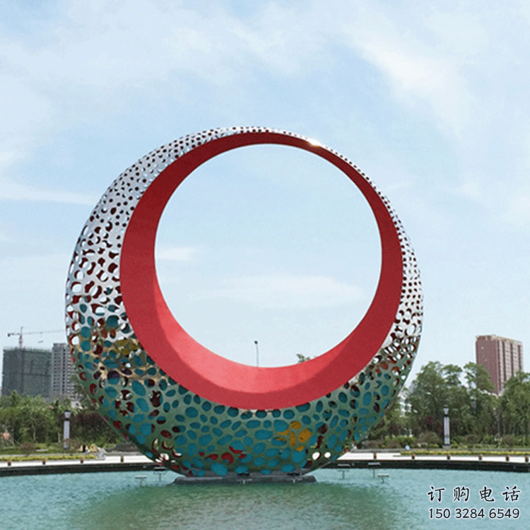 大型圓月雕塑廠家 鍛造發(fā)光小品 現(xiàn)代不銹鋼圓月雕塑生產(chǎn)