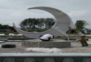 公園月牙雕塑廠家 戶外擺件 現代不銹鋼月牙雕塑生產