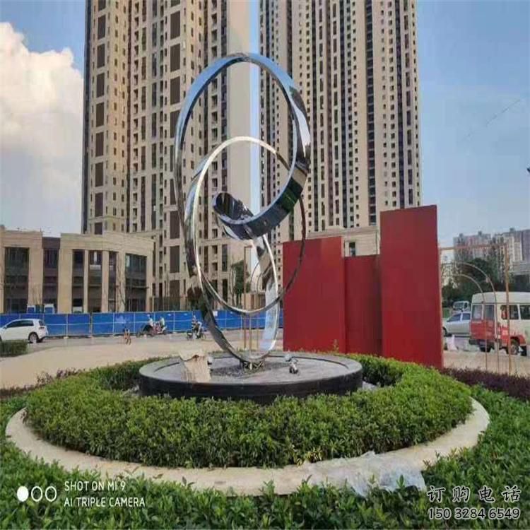 鍛造雙環雕塑廠家 廣場小品 戶外不銹鋼雙環雕塑生產
