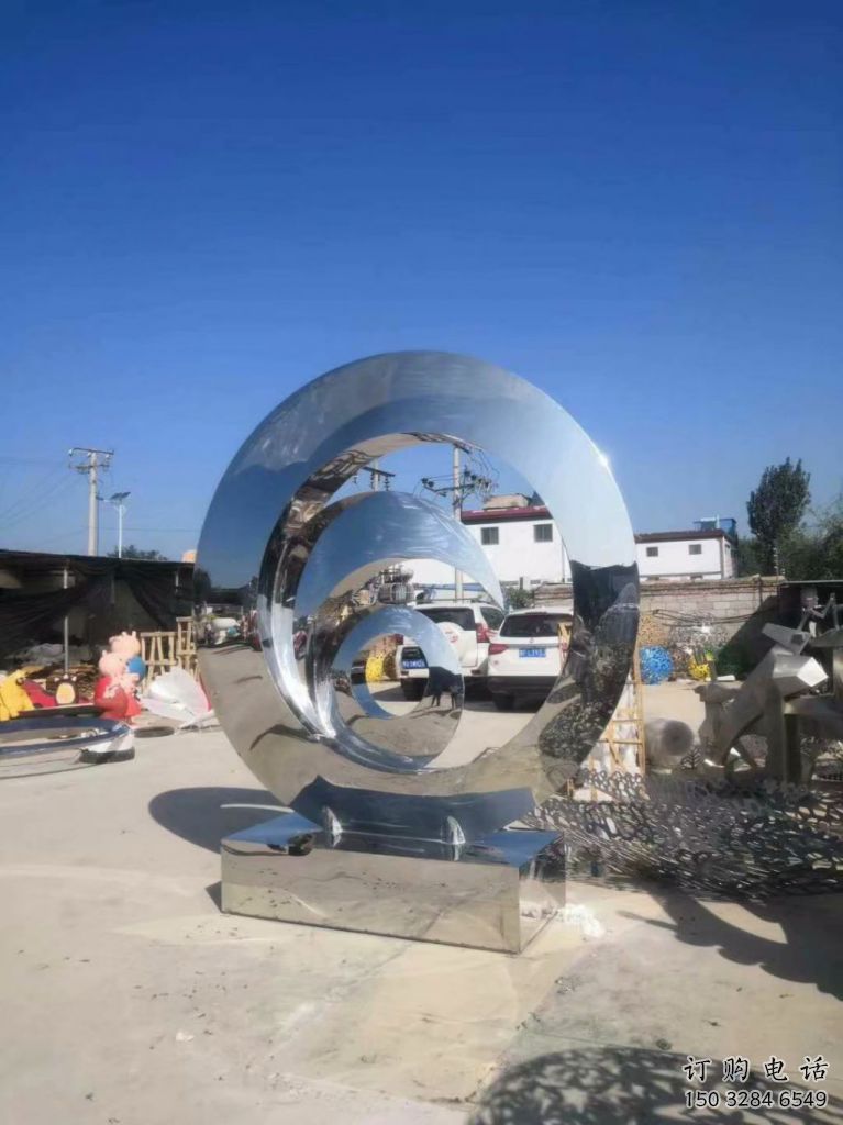 鏡面圓鏡雕塑廠家 烤漆大型擺件 現代不銹鋼圓鏡雕塑生產