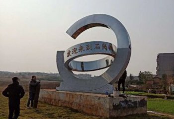 大型雙環雕塑廠家 鍛造小品 戶外不銹鋼雙環雕塑生產