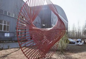 拉絲雙環雕塑廠家 鏤空創意擺件 別墅區不銹鋼雙環雕塑制作