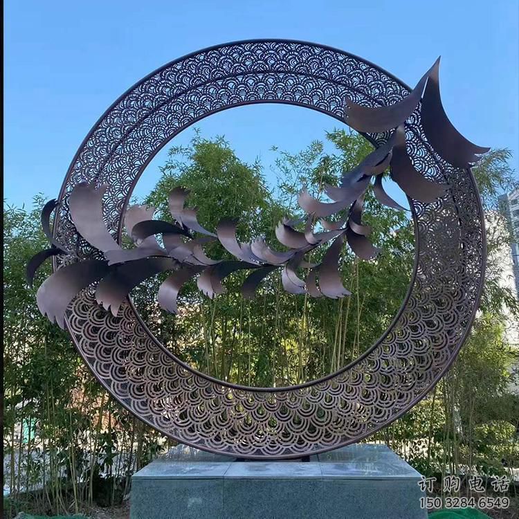 酒店圓圈雕塑廠家 戶外小品 現代不銹鋼圓圈雕塑制作