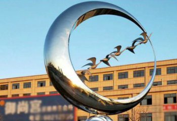 歐式環(huán)形雕塑廠家 抽象擺件 鏡面不銹鋼環(huán)形雕塑生產