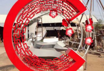 幾何環(huán)形雕塑廠家 烤漆小品 大門口不銹鋼環(huán)形雕塑生產