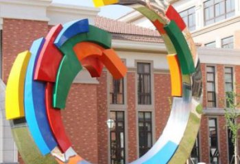 彩繪環(huán)形雕塑廠家 現代創(chuàng)意擺件 街頭不銹鋼環(huán)形雕塑生產