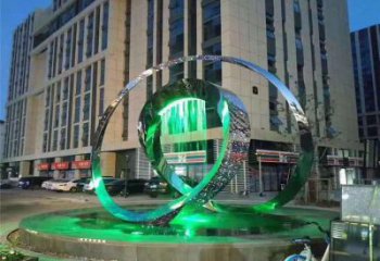 庭院圓圈雕塑廠家 現(xiàn)代燈光小品 鍛造不銹鋼圓圈雕塑生產(chǎn)