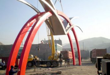 戶外拱門雕塑廠家 噴漆小品 現代不銹鋼拱門雕塑生產