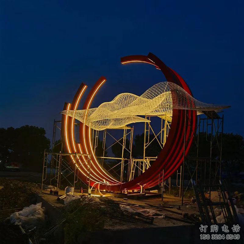 燈光云朵雕塑廠家 懸空小品 商業街不銹鋼云朵雕塑生產