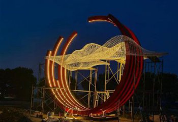 燈光云朵雕塑廠家 懸空小品 商業街不銹鋼云朵雕塑生產