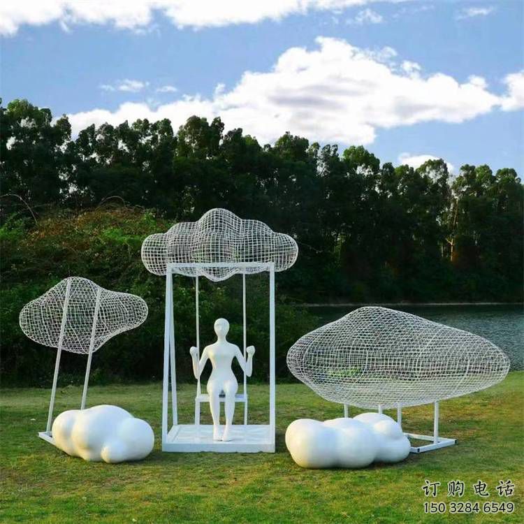 公園云梯雕塑廠家 戶外擺件 鏤空不銹鋼云梯雕塑價格