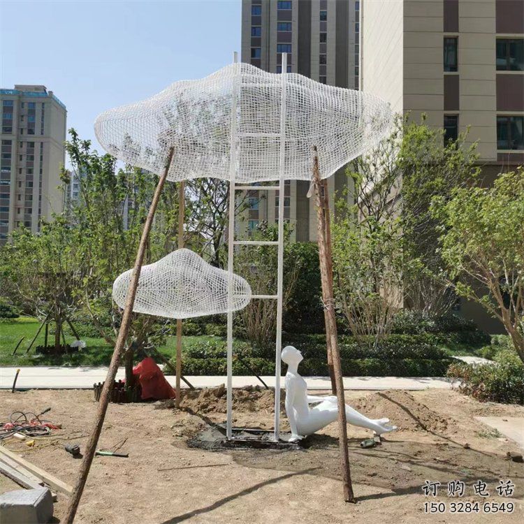烤漆云梯雕塑廠家 現(xiàn)代小品 戶外不銹鋼云梯雕塑價(jià)格