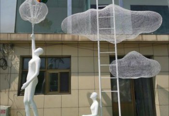 商業街云梯雕塑廠家 現代擺件 鏤空不銹鋼云梯雕塑生產