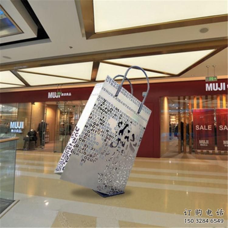 鏤空手提包雕塑廠家 歐式小品 大型商場不銹鋼手提包雕塑