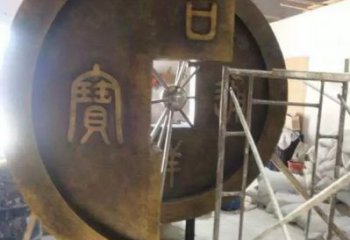 噴漆古幣雕塑廠家 中式村口小品 現代抽象古幣雕塑制作