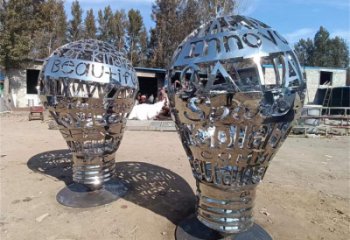 創(chuàng)意燈泡雕塑廠(chǎng)家 創(chuàng)意小品 公園不銹鋼燈泡雕塑制作