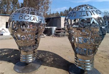 噴漆電燈雕塑廠家 中式小品 現代不銹鋼電燈雕塑生產