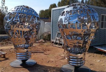 鏡面電燈泡雕塑廠家 烤漆擺件 大型不銹鋼電燈泡雕塑生產(chǎn)