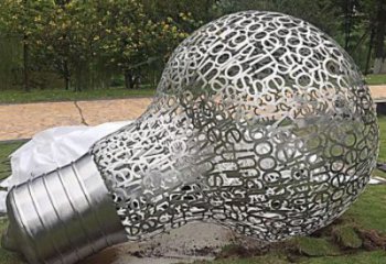 中式電燈泡雕塑廠家 鏤空小品  戶外不銹鋼電燈泡雕塑