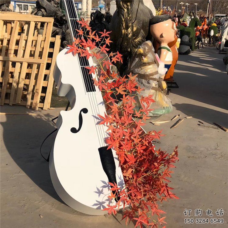 商業街小提琴雕塑廠家 音樂擺件 烤漆不銹鋼小提琴雕塑