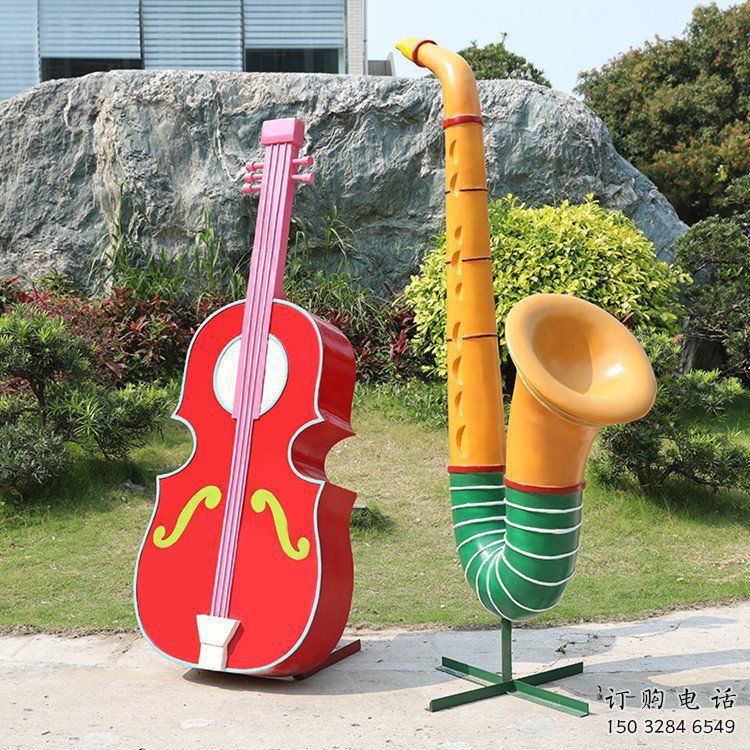 大型商場小提琴雕塑廠家 仿真擺件 烤漆不銹鋼小提琴雕塑