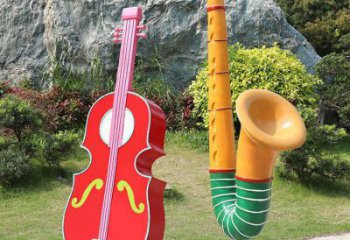 大型商場小提琴雕塑廠家 仿真擺件 烤漆不銹鋼小提琴雕塑