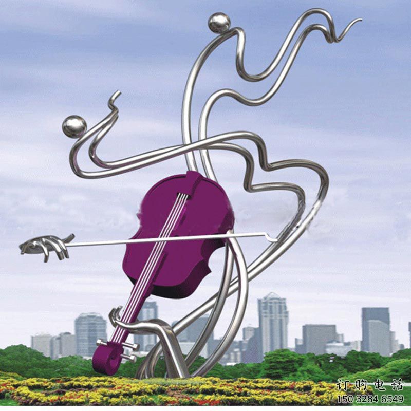 廣場吉他雕塑廠家 現代公園小品 抽象不銹鋼吉他雕塑