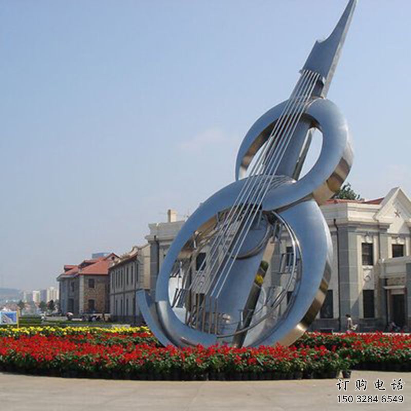 戶外吉他雕塑廠家 創(chuàng)意小品 鏡面不銹鋼吉他雕塑制作