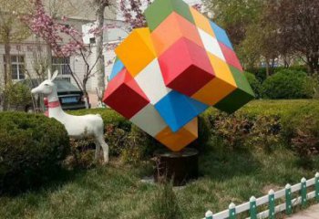 公園魔方雕塑廠家 戶外擺件 現代不銹鋼魔方雕塑廠家