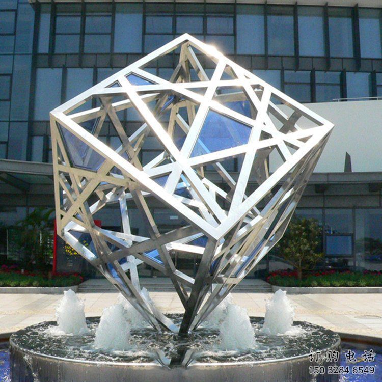 中式正方形雕塑廠家 鏤空小品 游樂(lè)場(chǎng)不銹鋼正方形雕塑廠